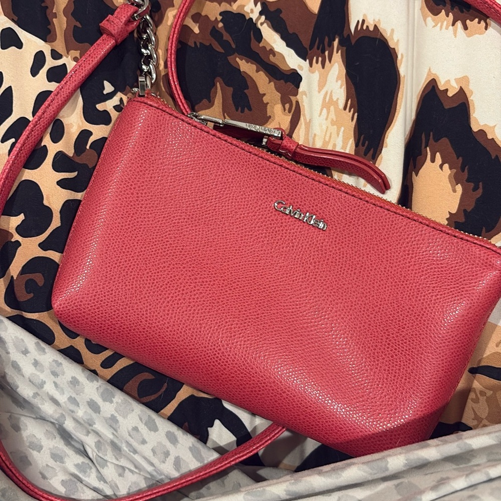 Calvin Klein Coral Pink Crossbody Wristlet